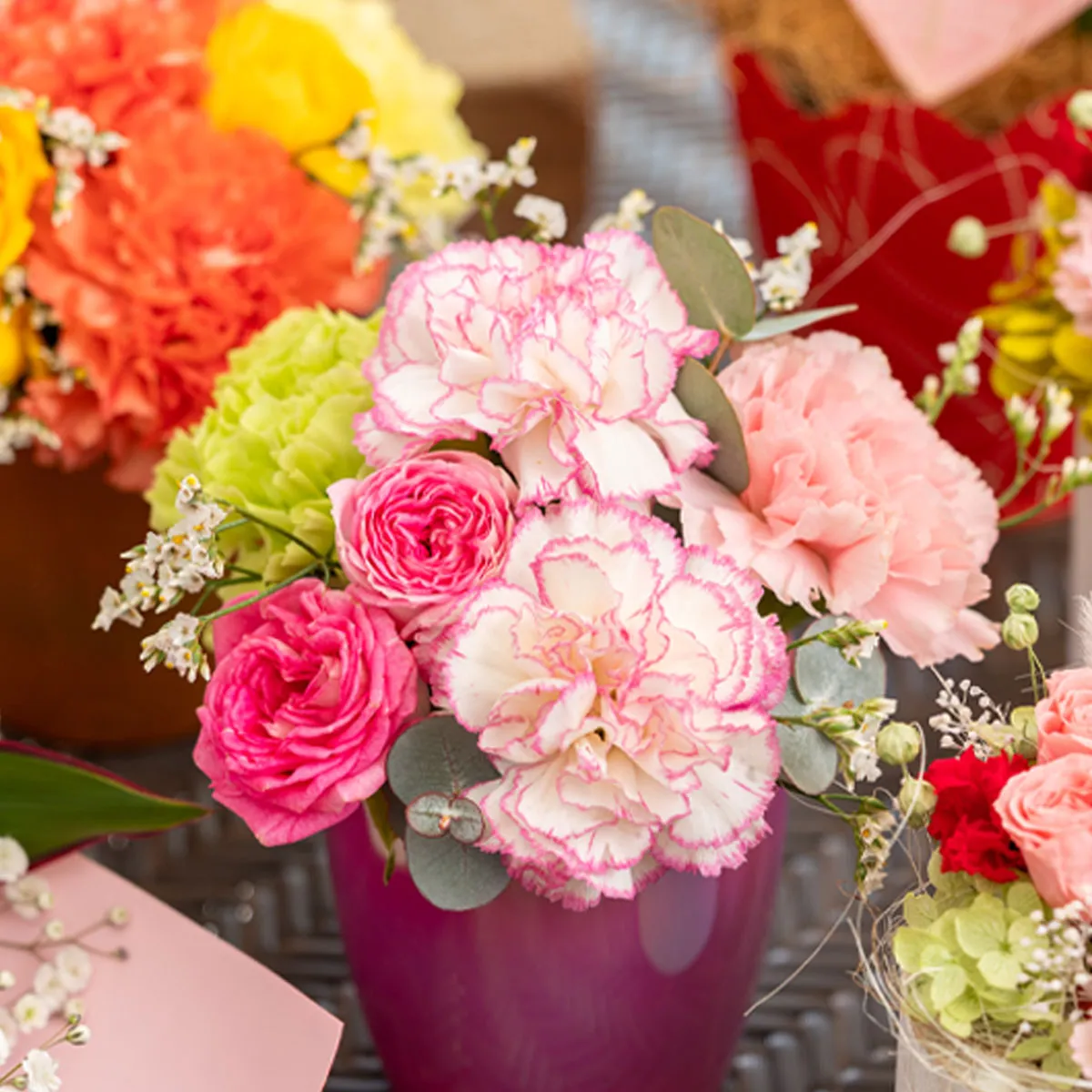 母の日フラワーアレンジメント A-1 モーブ